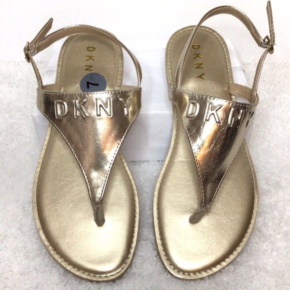 dkny gold sandals